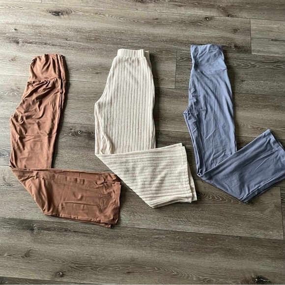 Set of 3 SHEIN lounge pants Brown & Blue (NWOT) Size Med Ribbed pair Size Small - Picture 2 of 5